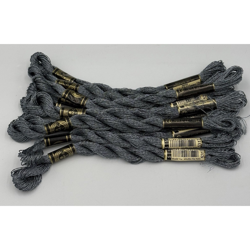 DMC Metallic Pearl Embroidery Floss Thread Lot 10 Skeins Gray Blue 5317 25m